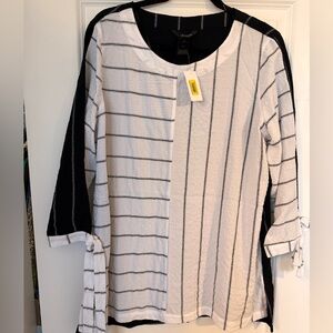 NWT Ali Miles Black and White Striped Blouse